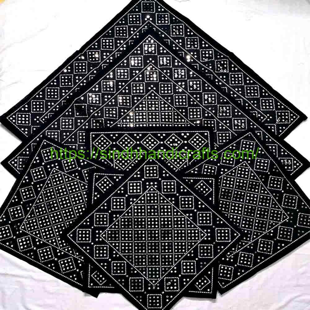 7pc Cushion and Floor Set 3 Colorful Sofa & Floor Cushion Covers set with Traditional Embroidery