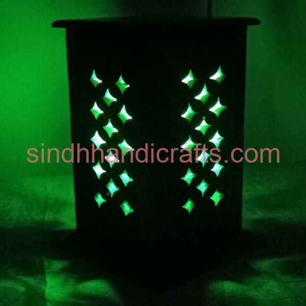 Wooden Lamp Design with Nakshi Work for Home Decor