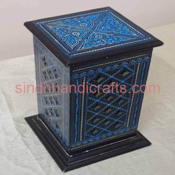 Wooden Lamp Design with Nakshi Work for Home Decor