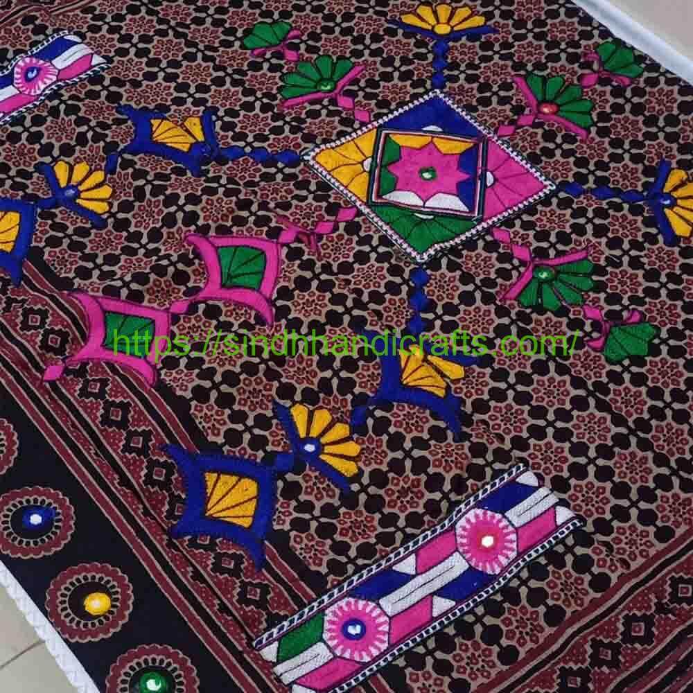 Sindhi Ajrak Design Tharri Dupatta 9 Traditional Embroidered Dupatta
