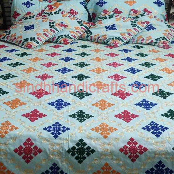 Embroidered Bridal Bed Sheet with Aari Work