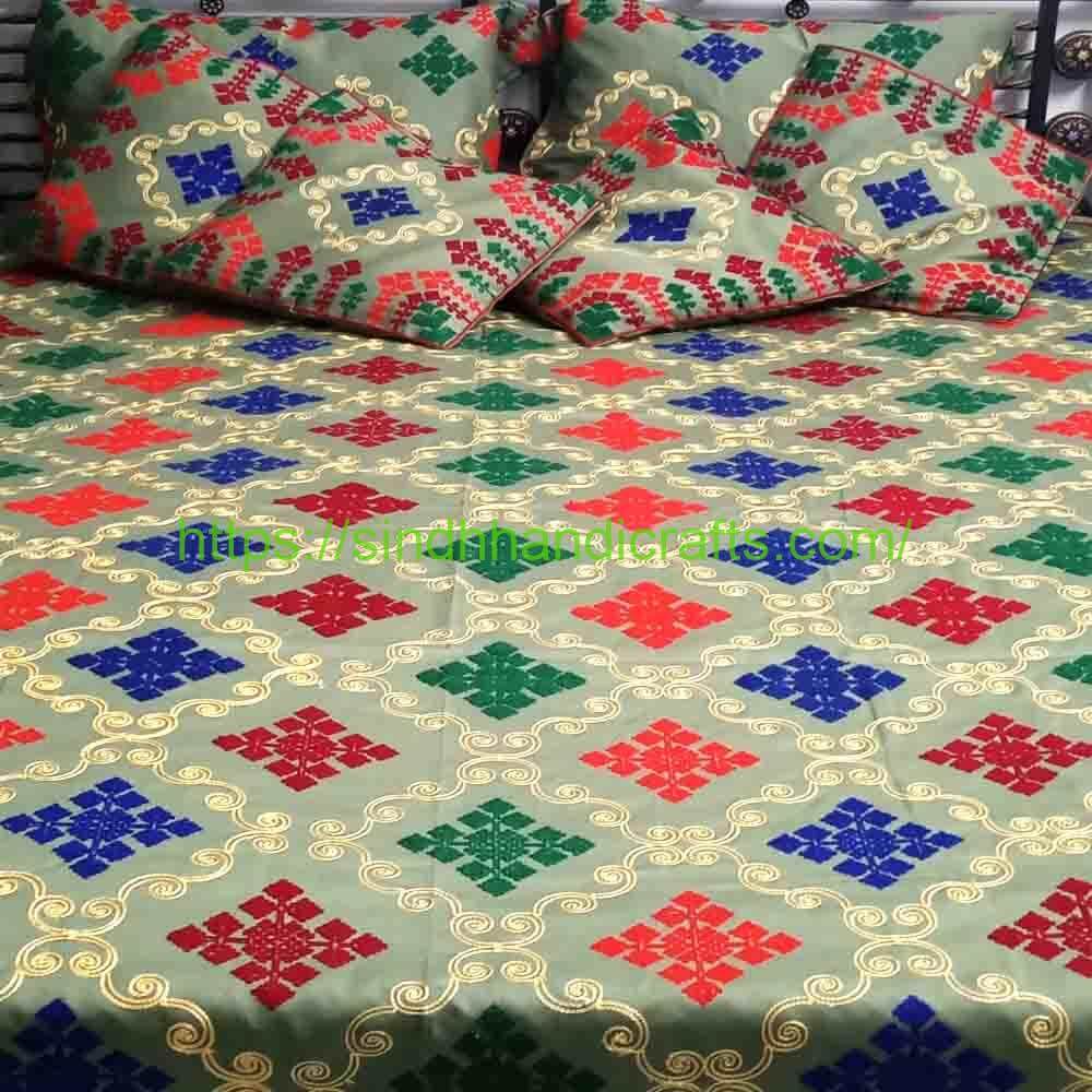 Bridal Bedsheet 2a Embroidered Bridal Bed Sheet with Aari Work