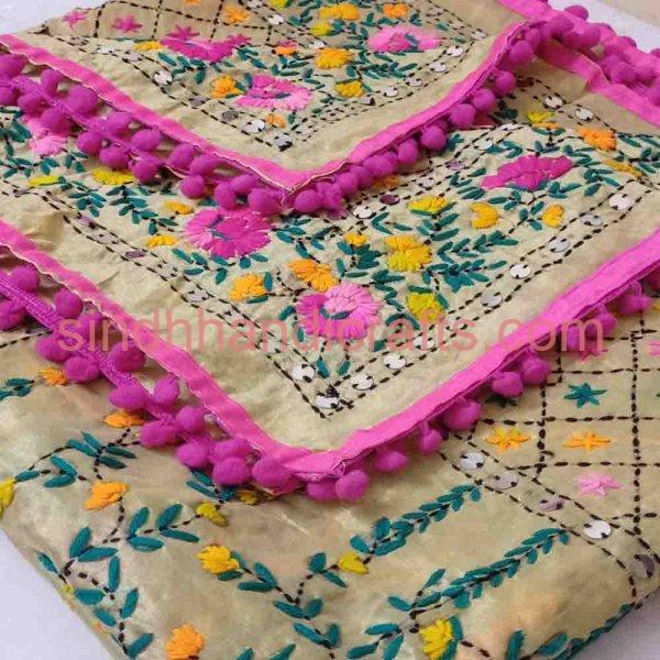 Embroidered Organza Flower Dupatta