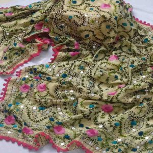 Embroidered Organza Flower Dupatta