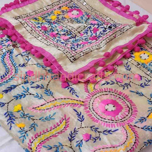 Hand Embroidered Dupatta Design Organza