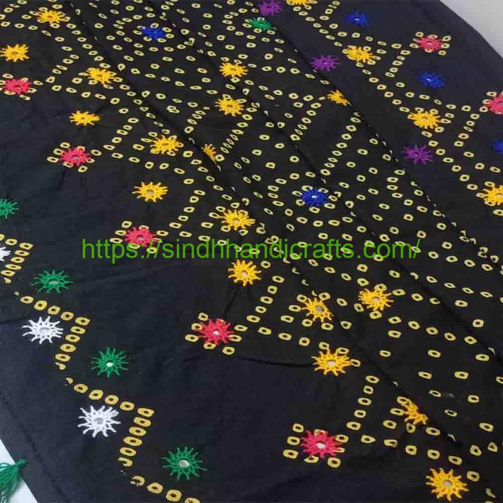 Sindhi Ajrak Design Thari Dupatta 2 Sindhi Dupatta Karhai with Mirror Work
