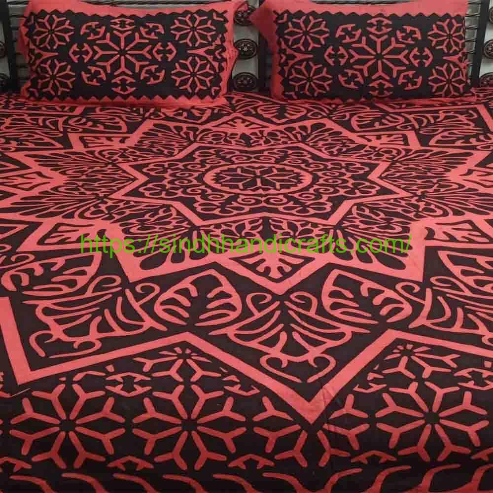 Sindhi Bed Sheet 1a Sindhi Printed Bed Sheets with 2 Pillow Covers