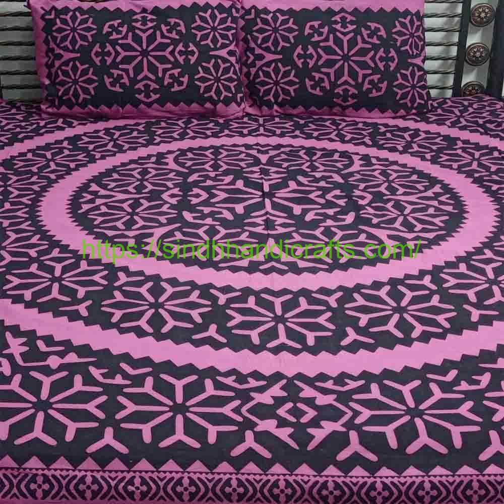 Sindhi Bed Sheet 3a Traditional Bed Sheets with 2 Pillow Covers