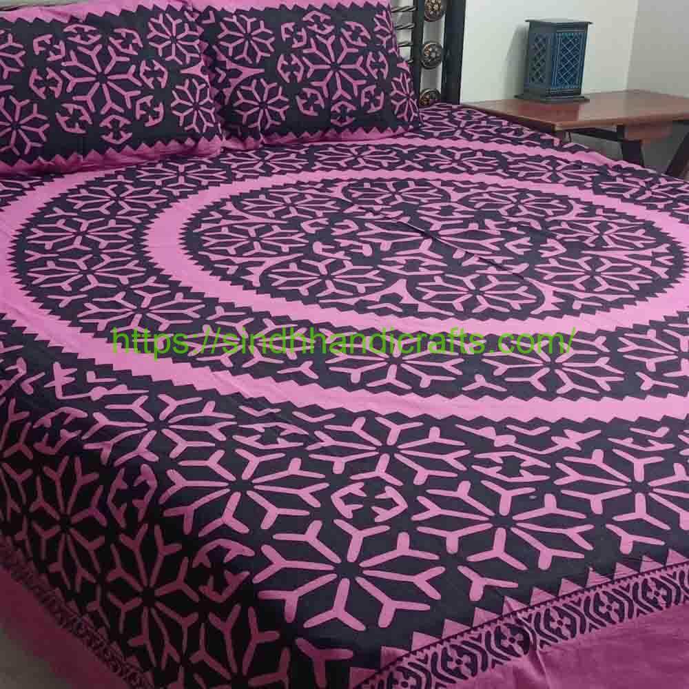 Sindhi Bed Sheet 3b Traditional Bed Sheets with 2 Pillow Covers