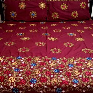 Embroidered Bridal Bed Sheet with Aari Work
