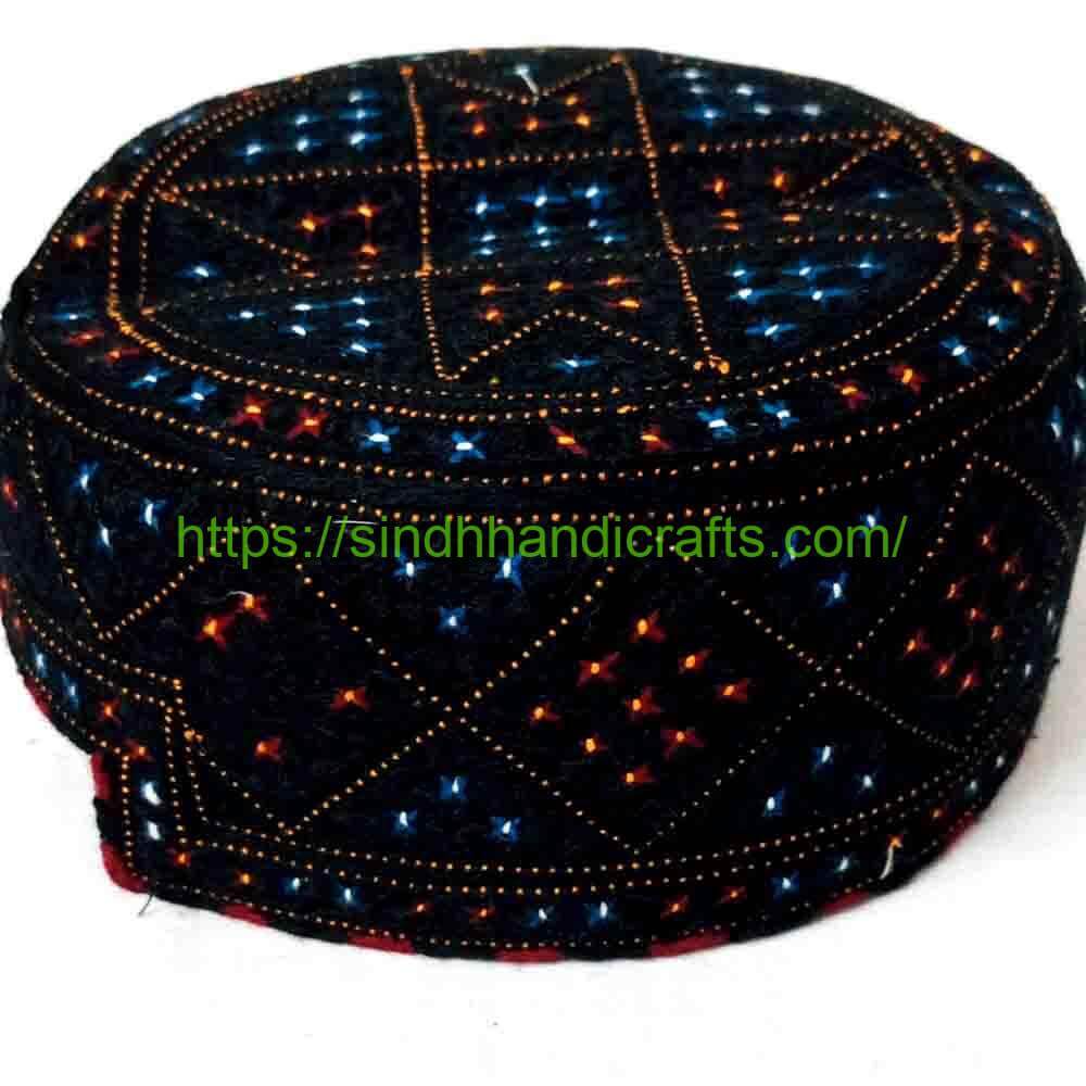 Handmade Sindhi Topi 8b Sindhi Topi Black Color