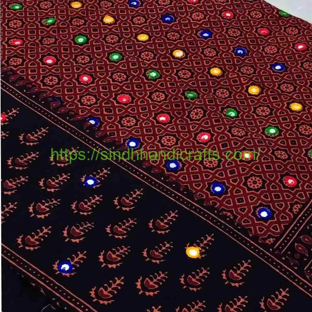 Mirror Work Ajrak Design For Women 22 Classic Ajrak Shawl for Ladies