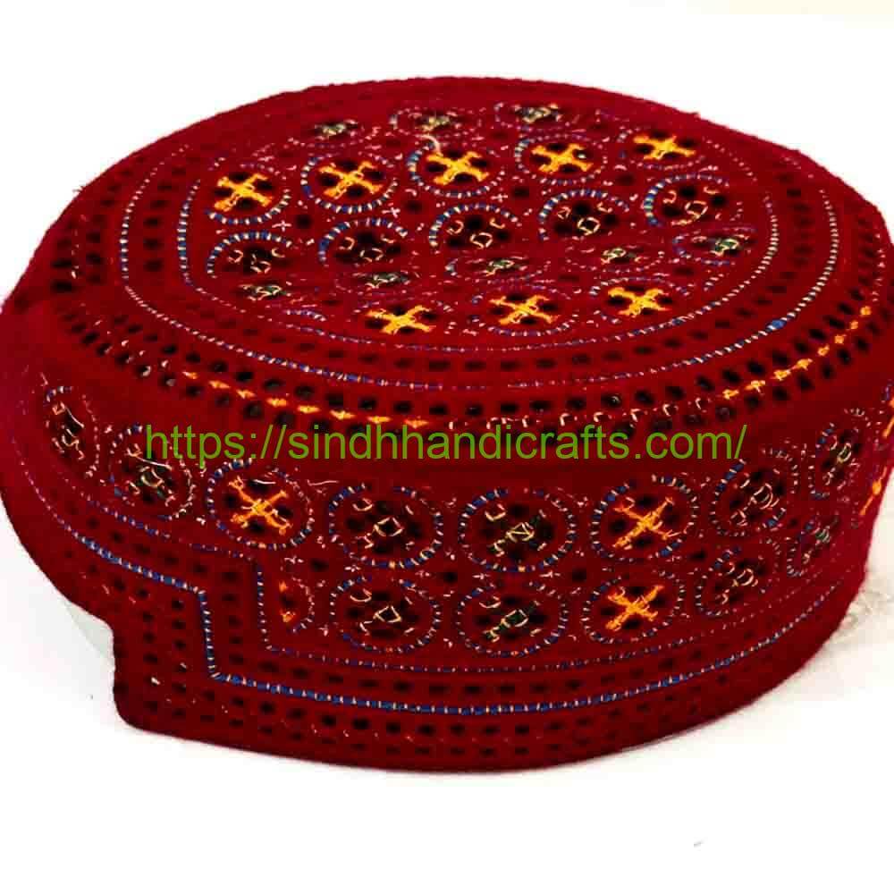 Sindhi Topi 11b Classic Red Sindhi Topi