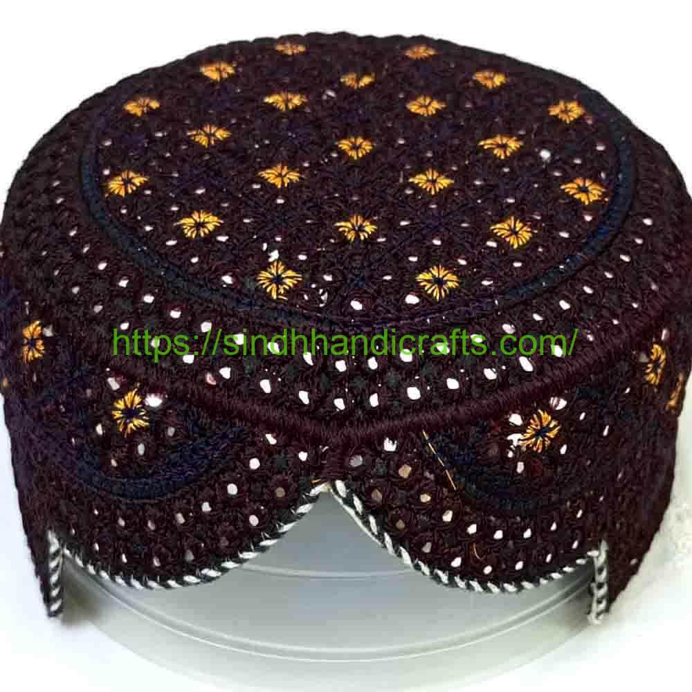 Sindhi Topi 8a Black Traditional Sindhi Cap