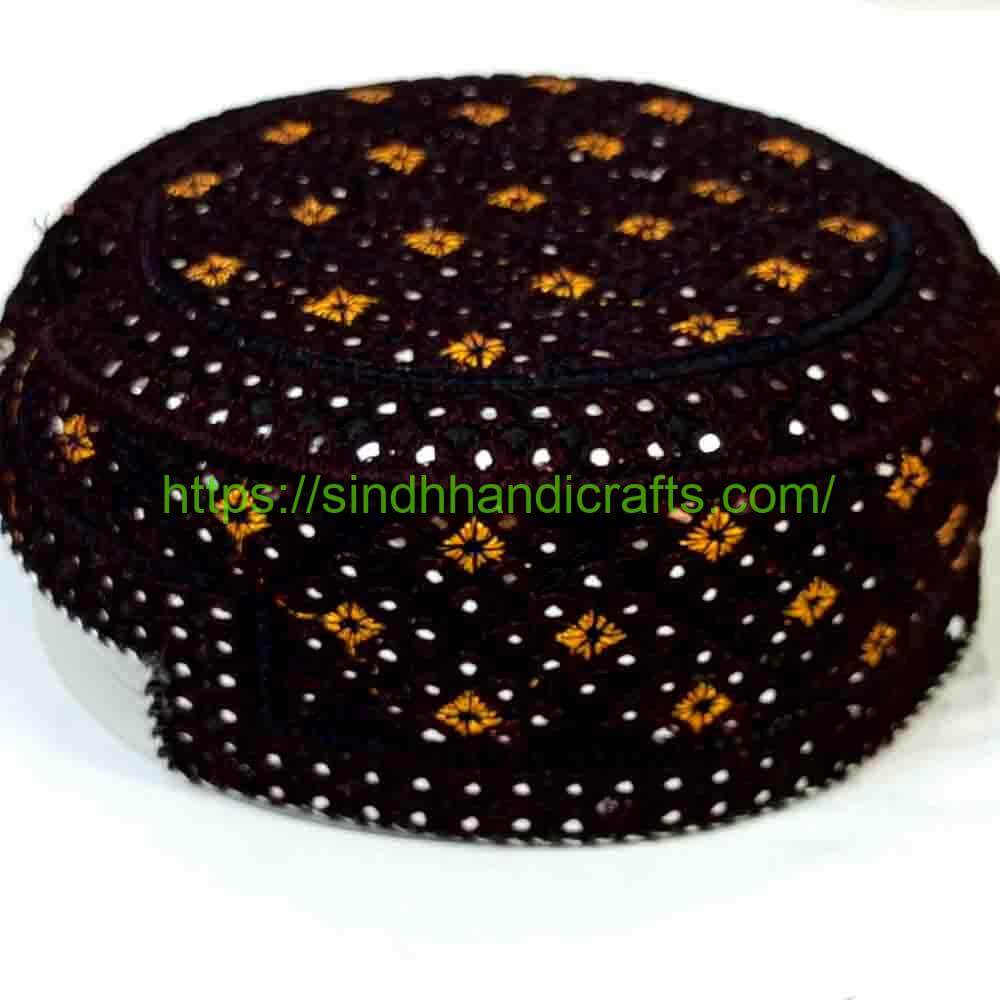 Sindhi Topi 8b Black Traditional Sindhi Cap