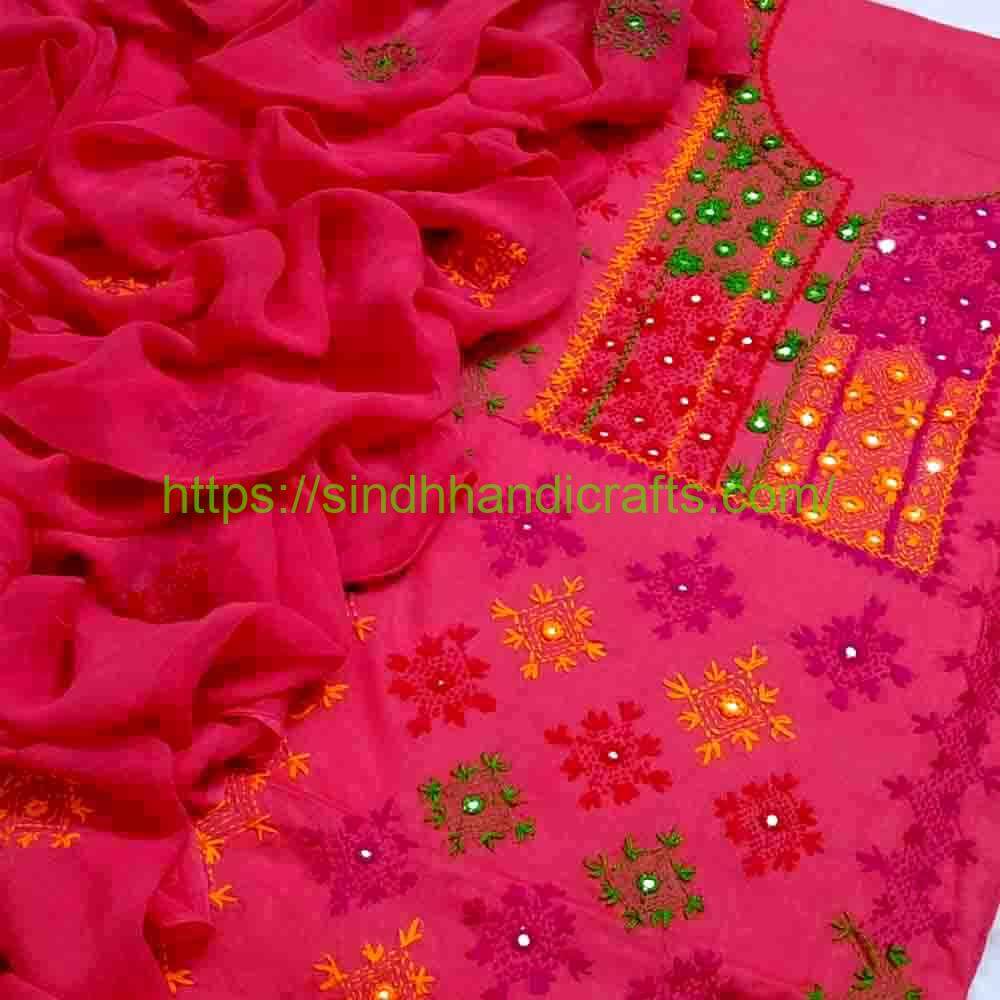 3pc Hand Embroidered Suit 27 Sindhi Hand Embroidered Dress for Women