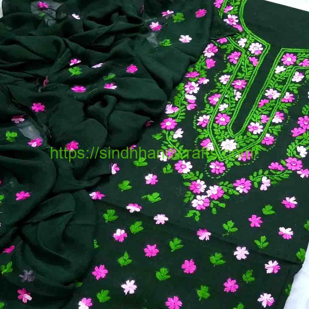 3pc Hand Embroidered Suit 29 Sindh Hand Embroidery Design Dress for Women