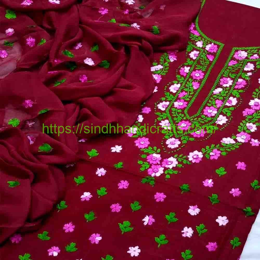 3pc Hand Embroidered Suit 30 Sindhi Hand Embroidery Dresses for Women