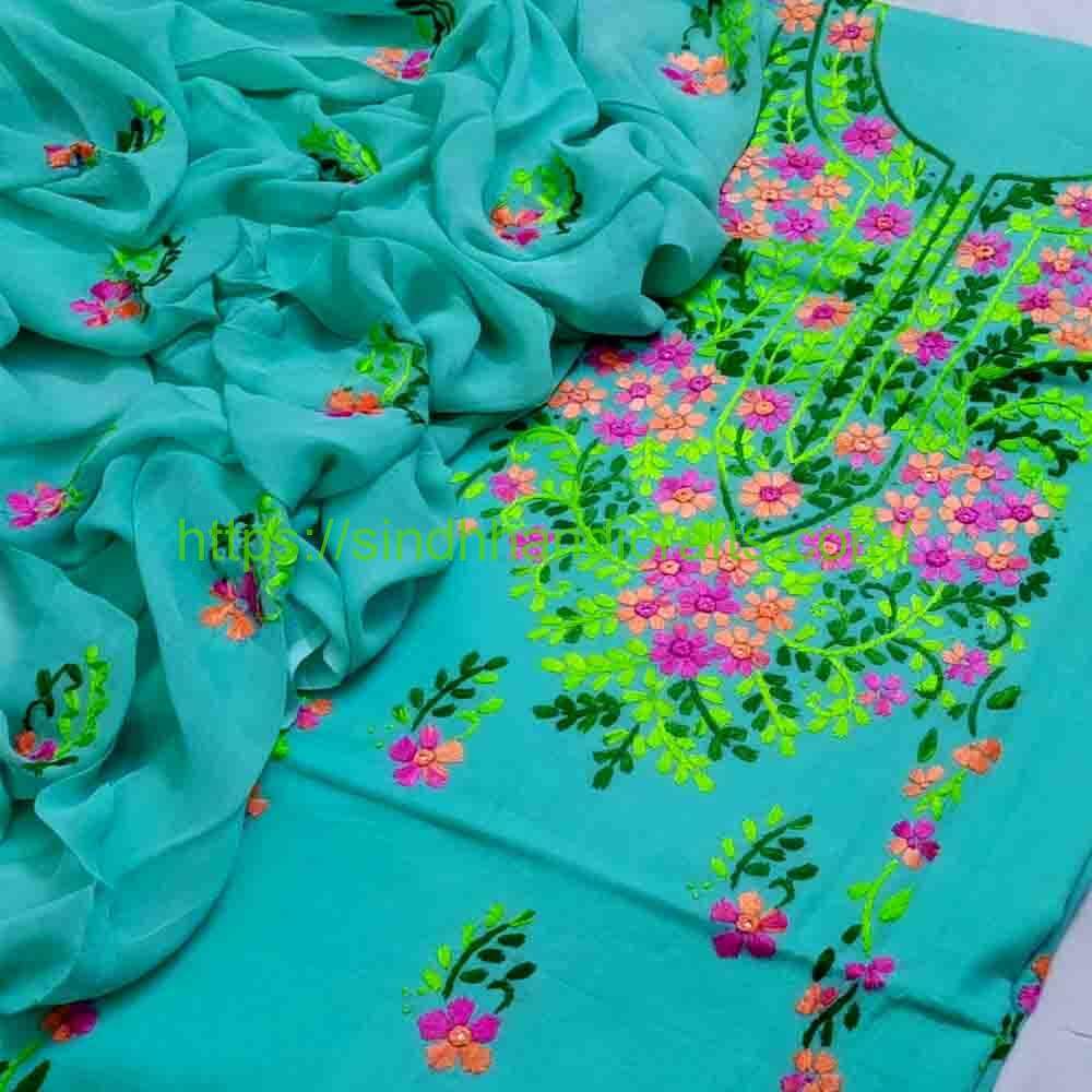 3pc Hand Embroidered Suit 31 Handmade Embroidery Dress Design for Women