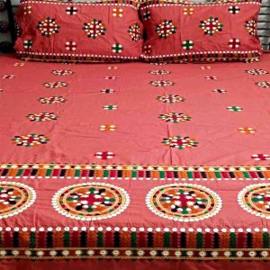 Sindhi Embroidered Bed sheets Designs with 2 Pillow Covers