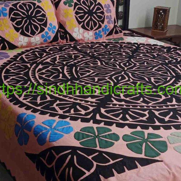 Luxurious Applique Bedsheet (with 2 Pillow Covers)