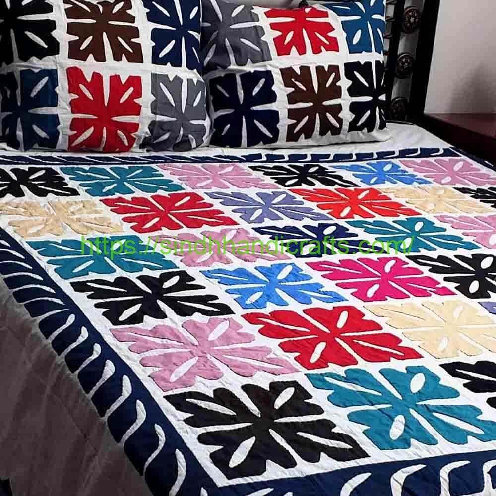Applique Bedsheet 23b Applique Cotton double bed sheet design