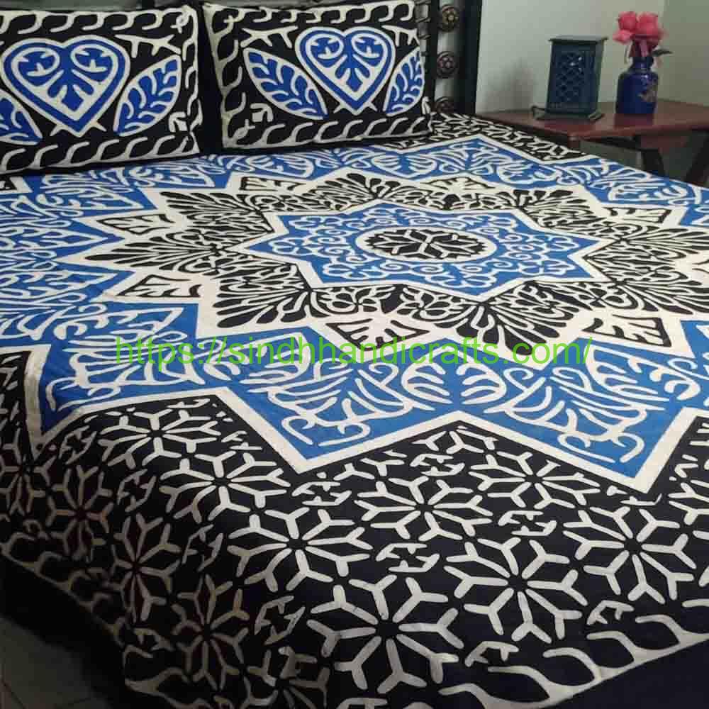 Applque Print Bed Sheet 3b Sindhi Bed Sheet Sale Online