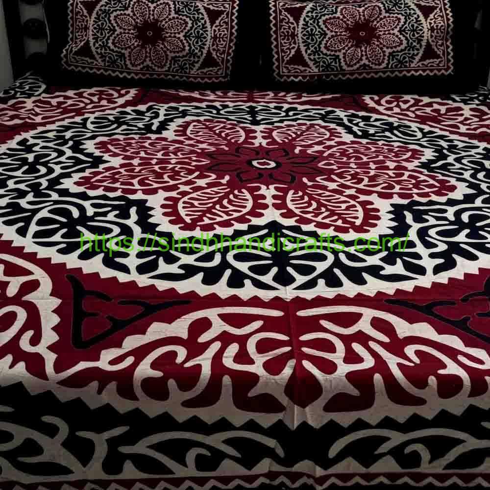 Applque Print Bed Sheet 4a Sindhi Bedsheet Sale Online (with 2 Pillow Covers)