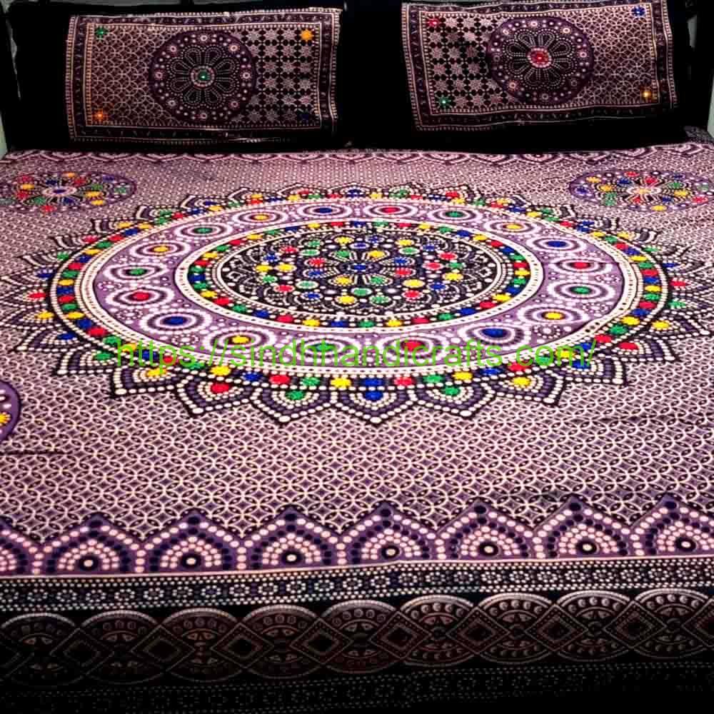 Block Print Bed Sheet 27a Shisha Work Block Print Bedsheet Pakistan