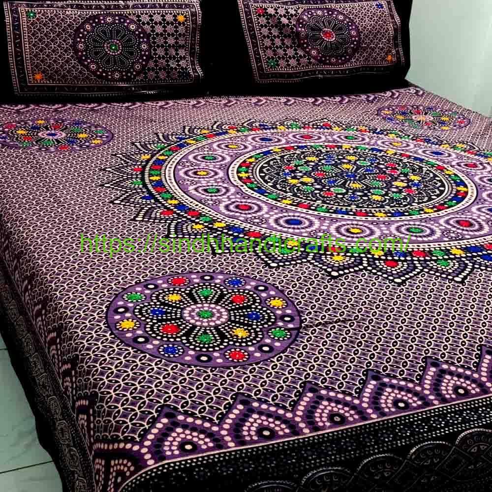 Block Print Bed Sheet 27b Shisha Work Block Print Bedsheet Pakistan