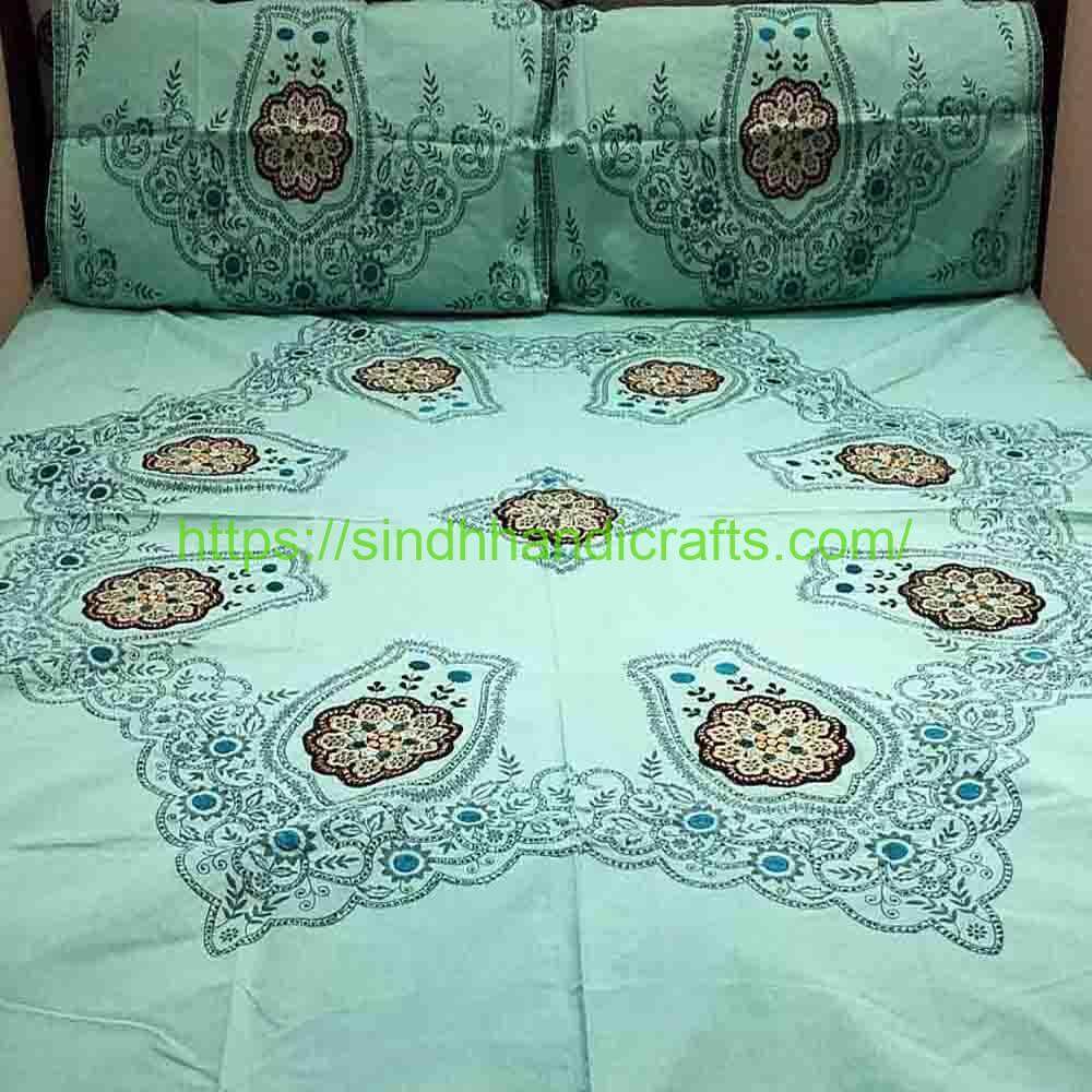 Sindhi Embroidery Bedsheet 20aa Sindhi Embroidered Bed sheets Designs with 2 Pillow Covers