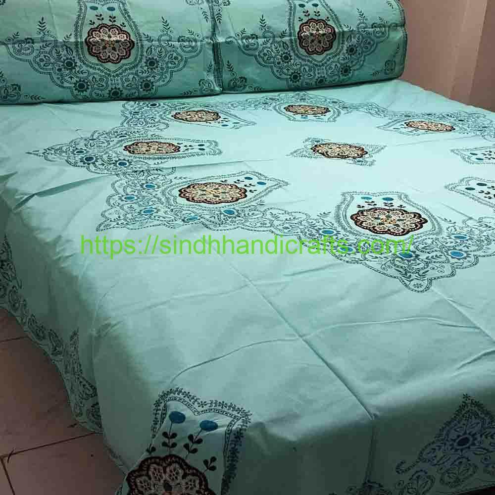 Sindhi Embroidery Bedsheet 20b Sindhi Embroidered Bed sheets Designs with 2 Pillow Covers