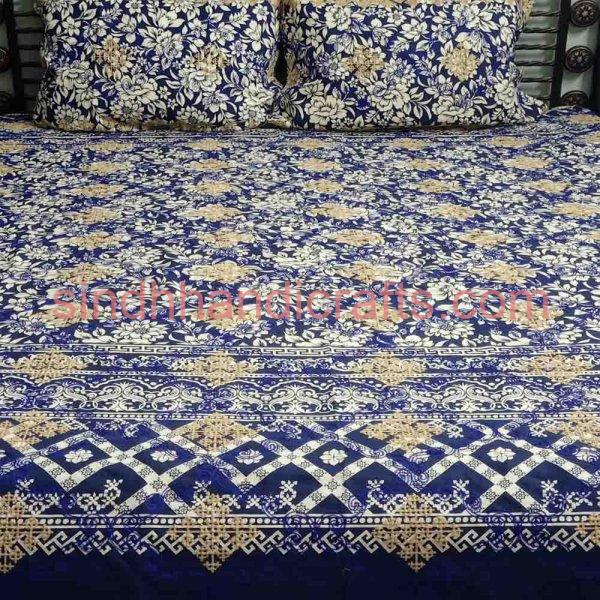 Sindhi Embroidered Bed sheets Designs with 2 Pillow Covers