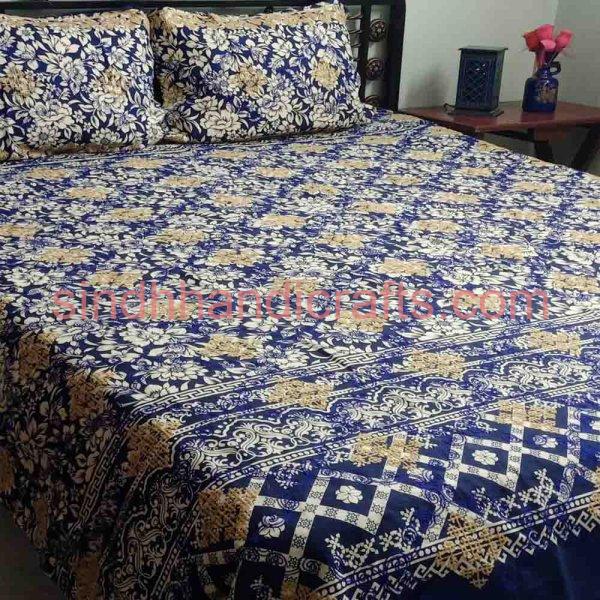 Sindhi Embroidered Bed sheets Designs with 2 Pillow Covers