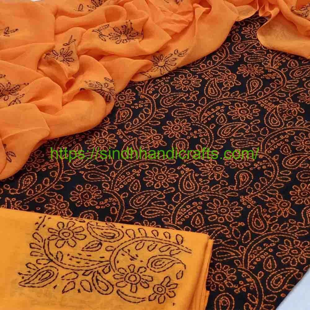 3pc Hand Embroidered Suit 2a Stunning Handmade Dress Design for Women
