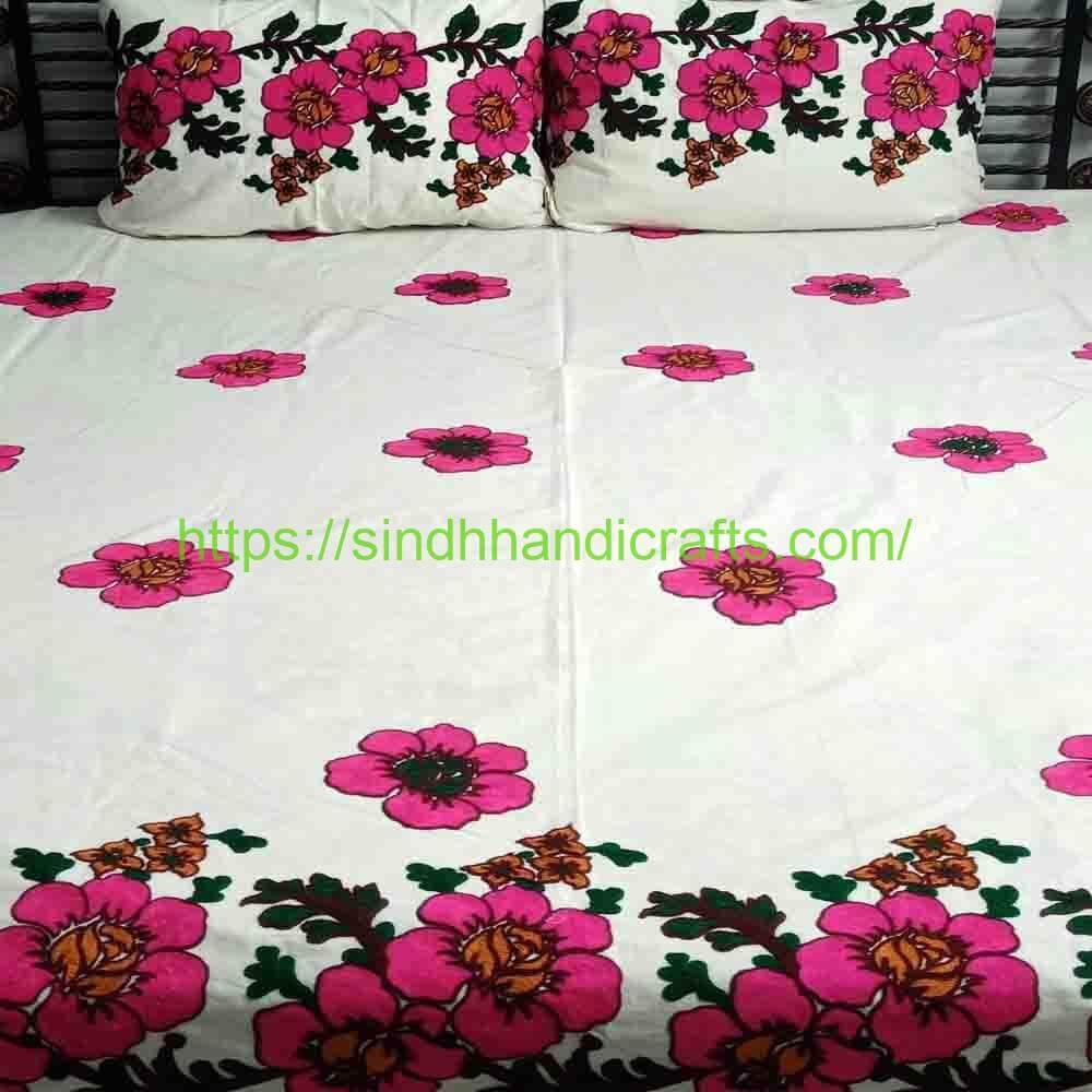 Sindhi Embroidery Bedsheet 10a Floral Bed sheet Design for Embroidery