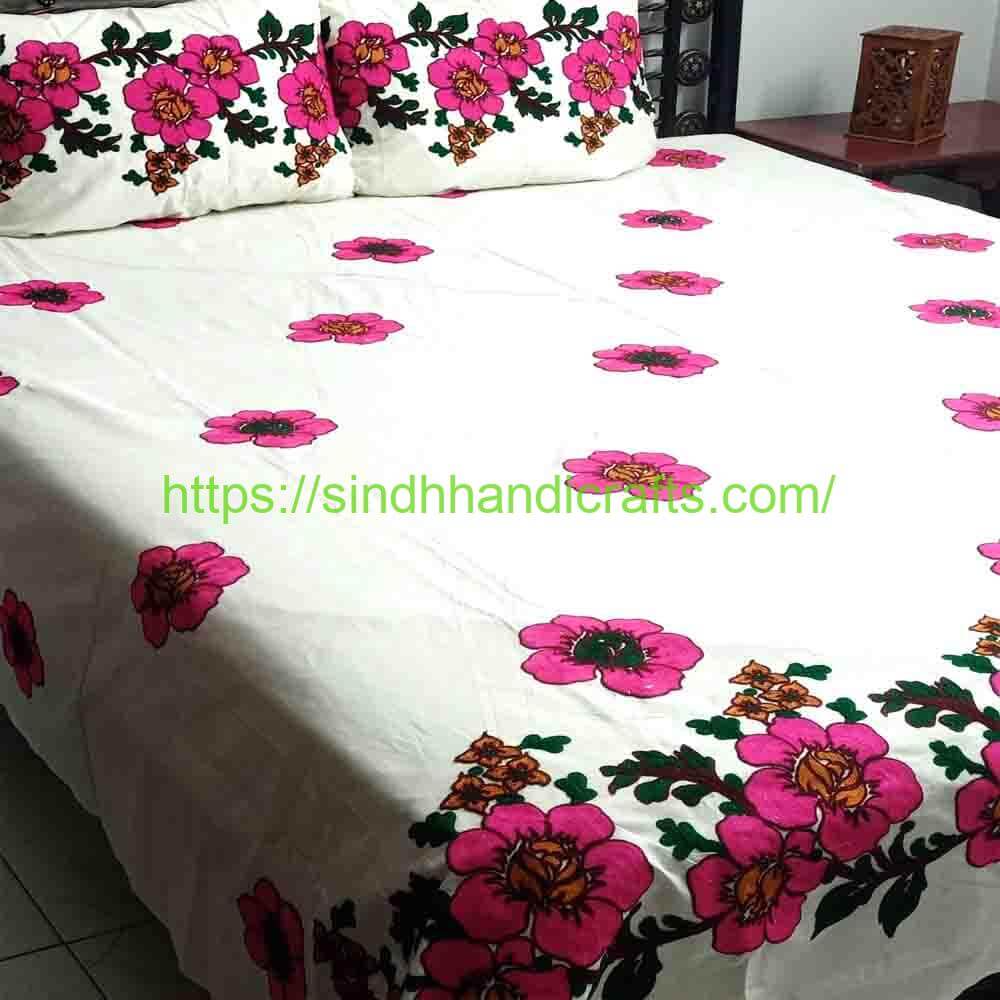 Sindhi Embroidery Bedsheet 10b Floral Bed sheet Design for Embroidery