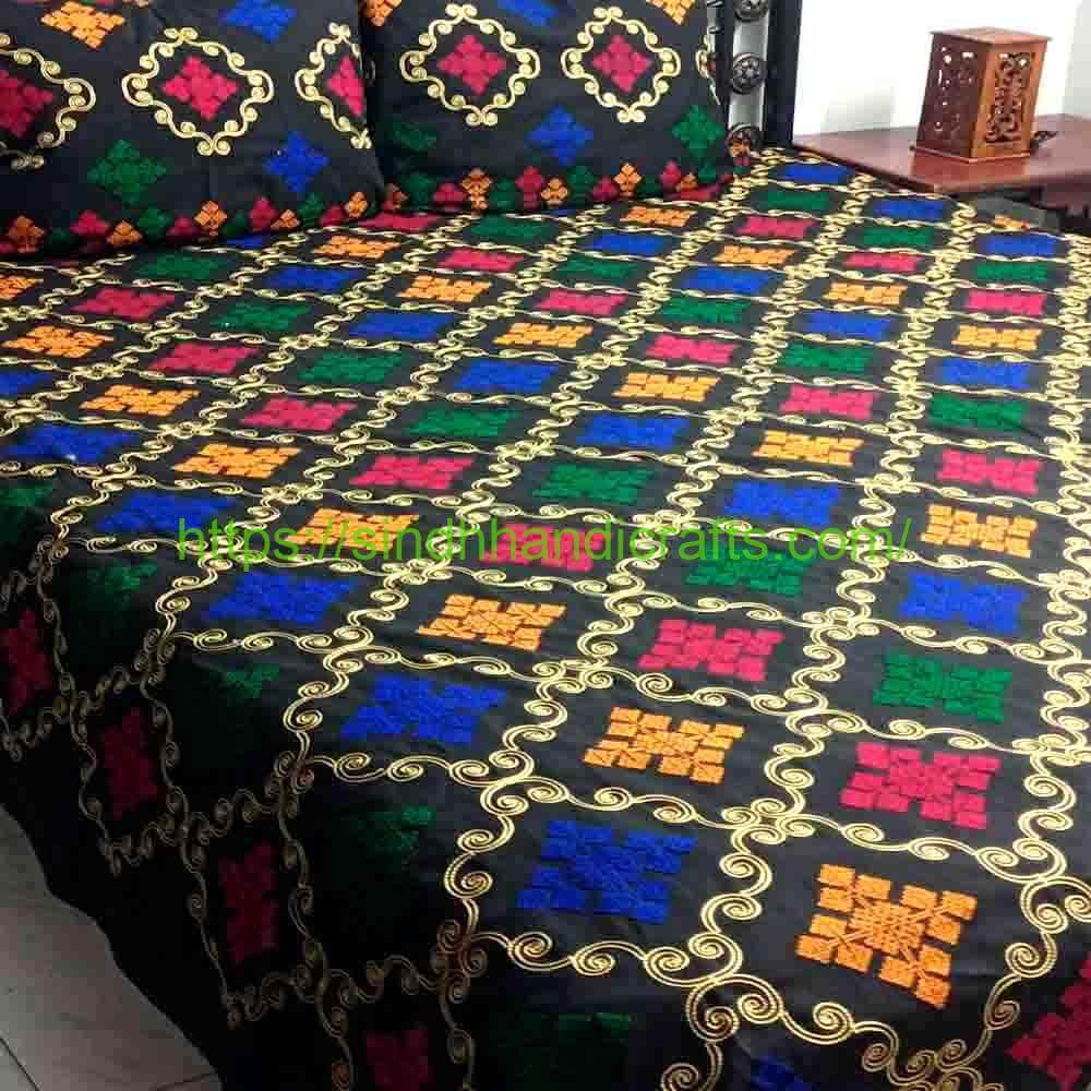 Sindhi Embroidery Bedsheet 11 Sindhi Embroidered Bed Cover