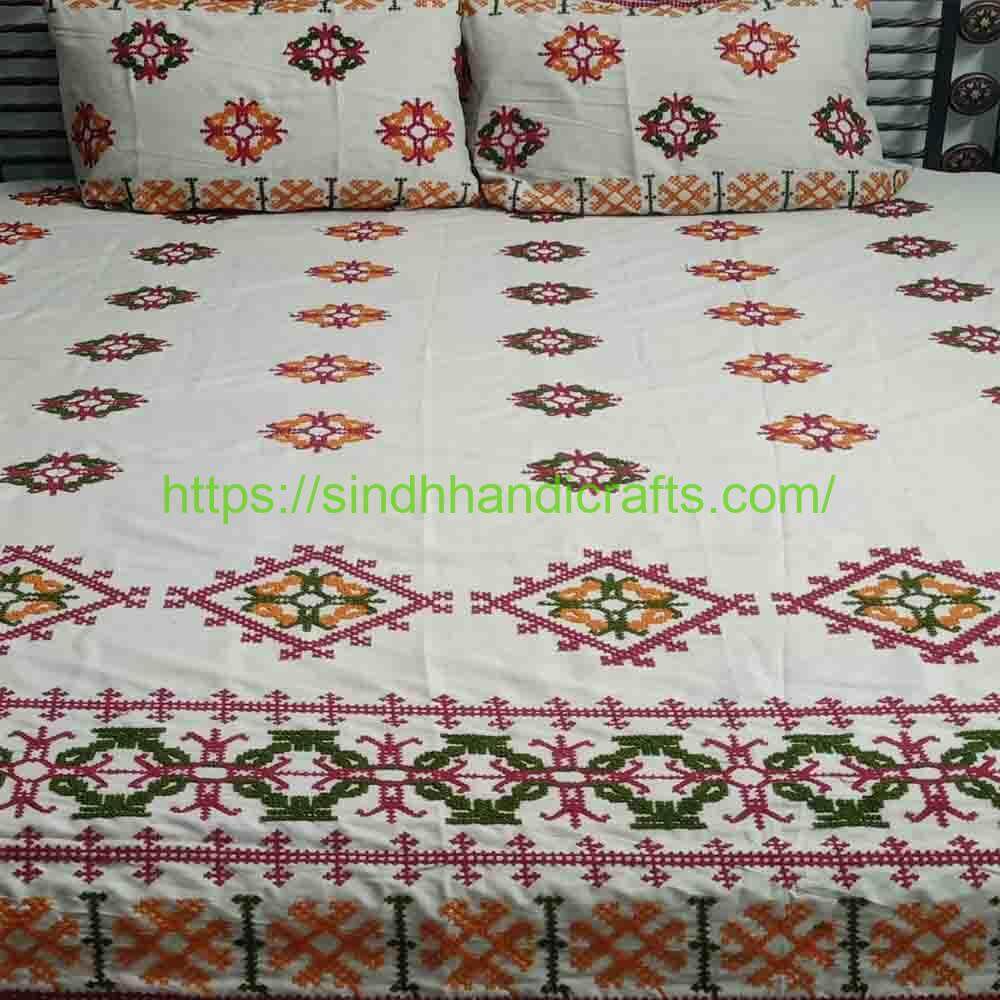 Sindhi Embroidery Bedsheet 5a Sindhi Bed Sheet with Embroidery