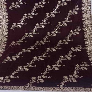 Premium Velvet Embroidered Shawl with Heavy Work