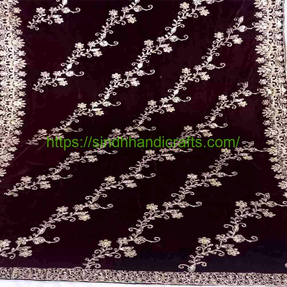 Velvet Shawl 2aa Premium Velvet Embroidered Shawl with Heavy Work