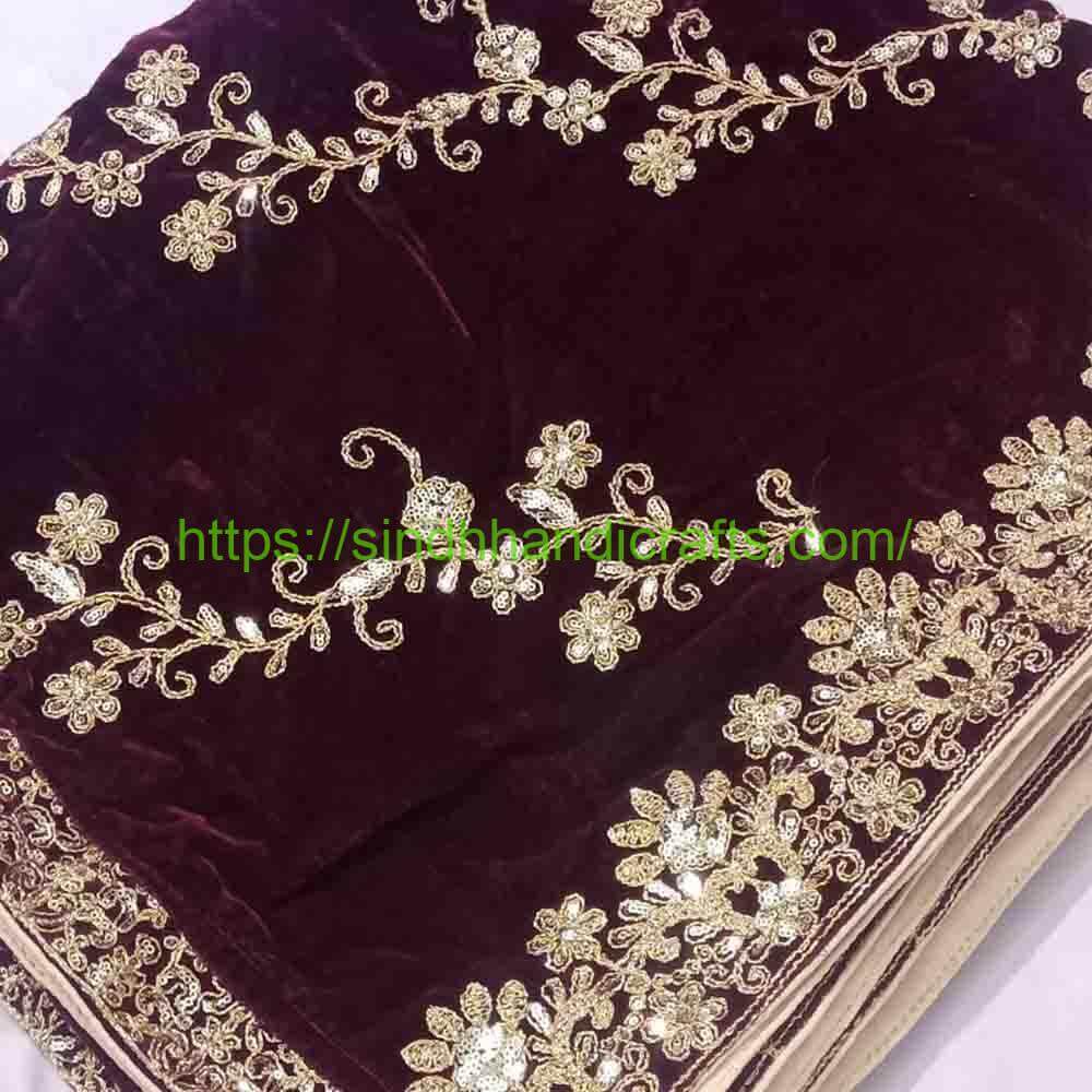 Velvet Shawl 2b Premium Velvet Embroidered Shawl with Heavy Work