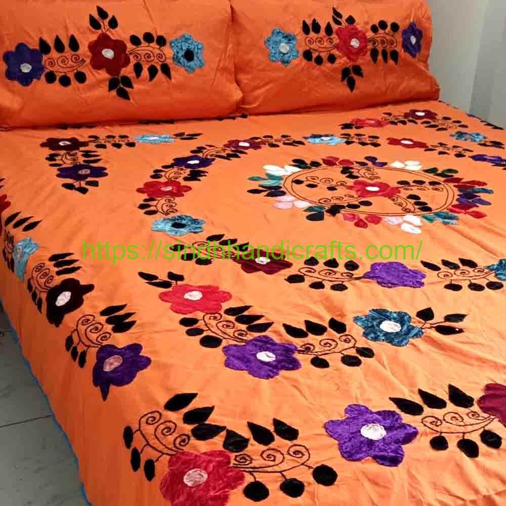 Handmade Bedsheet 16b Applique Bedsheet Design