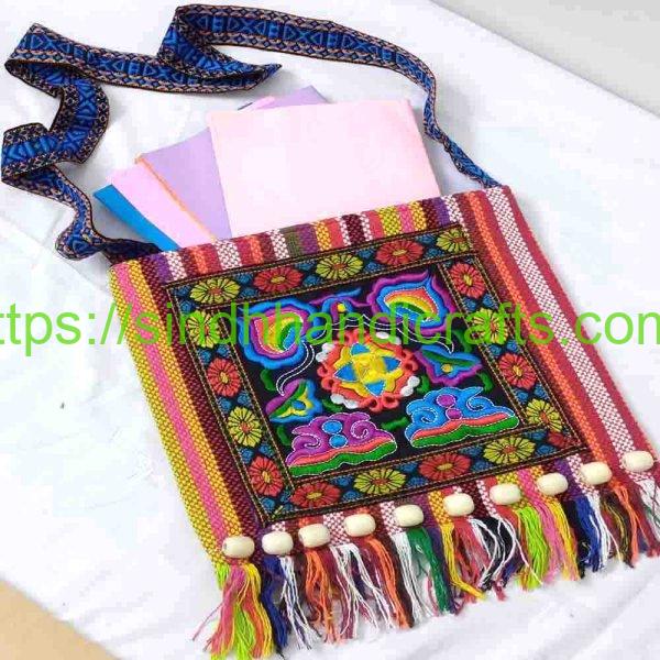 Ethnic Embroidered Tassel Shoulder Bags for Women