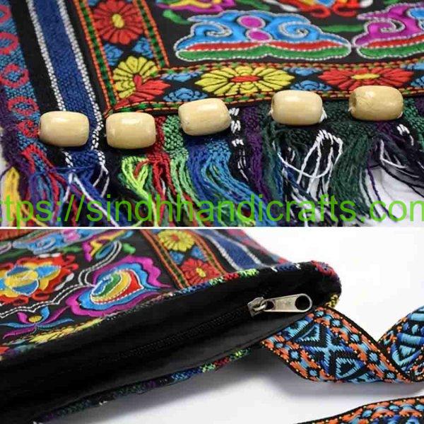 Ethnic Embroidered Tassel Shoulder Bags for Women