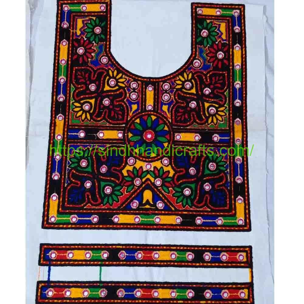 Neck Design Large 12 Sindhi Hand Embroidery Neck Designs with Cuff set