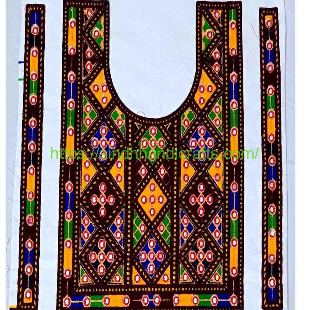Neck Design Large 18 Sindhi Embroidered Shirt Neckline Designs with Cuff set