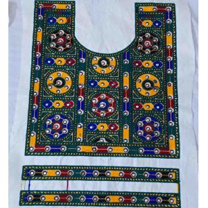 Embroidered Neck Shirt Design with Cuff set
