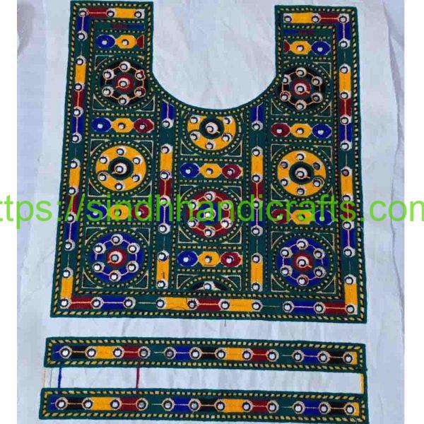 Embroidered Neck Shirt Design with Cuff set