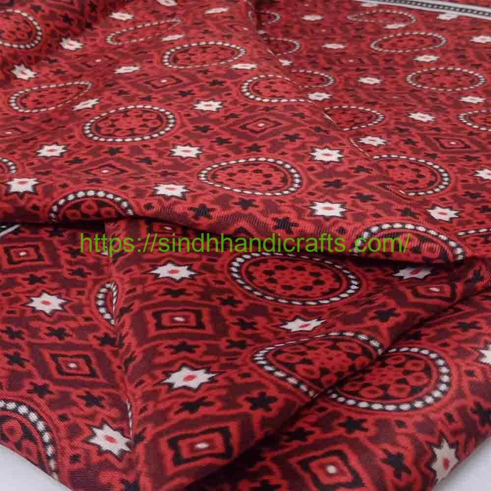 Red Ajrak Lively Red Ajrak Design